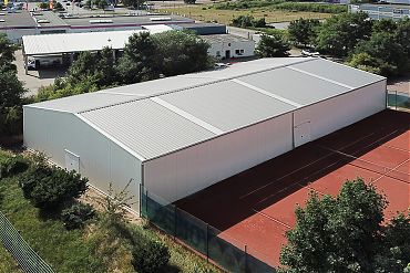 Lagerhalle 18,58 × 35,68 m | Gerätelager für Tennisplatz