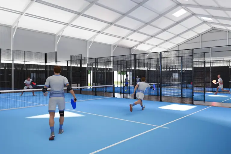 Freitragende Padelhalle
