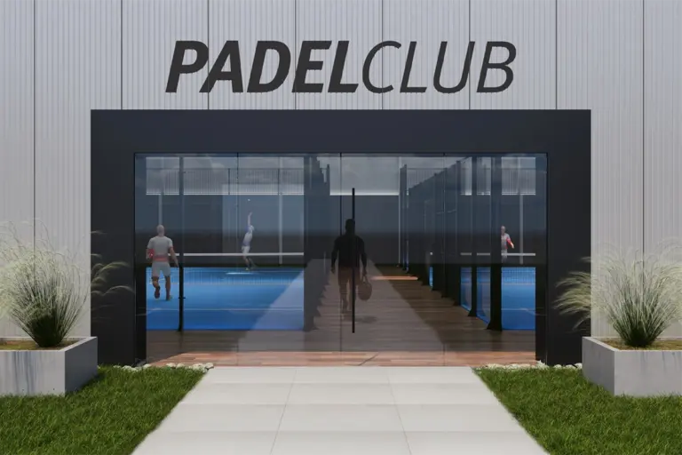 Eingang einer Padelhalle